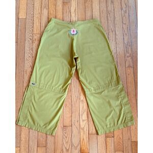 Be Present Yoga Pants XL Agility Cropped Wide Leg Green Side Slit 13016